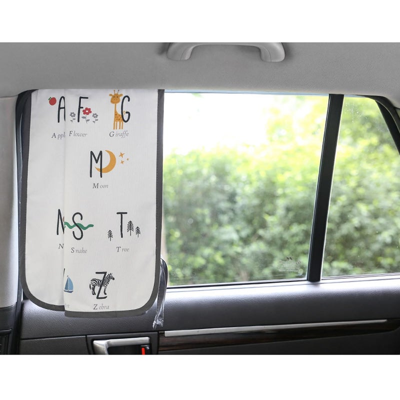 BEBEDECO Magnetic Car Sun Shade Curtain for Side Window â€“ Sun Blocker and UV Protector for Baby, Kids, and Pets â€“ Universal Fit with Built-in Magnets for Steel-Framed Door (Be-Kids Alphabet) - Image 2
